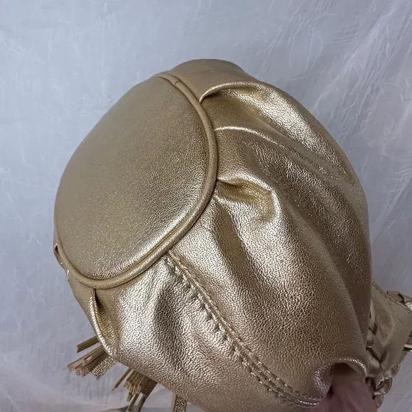 Michael Kors Metallic Gold Braided Tassel Hobo Bag - Picture 8 of 9